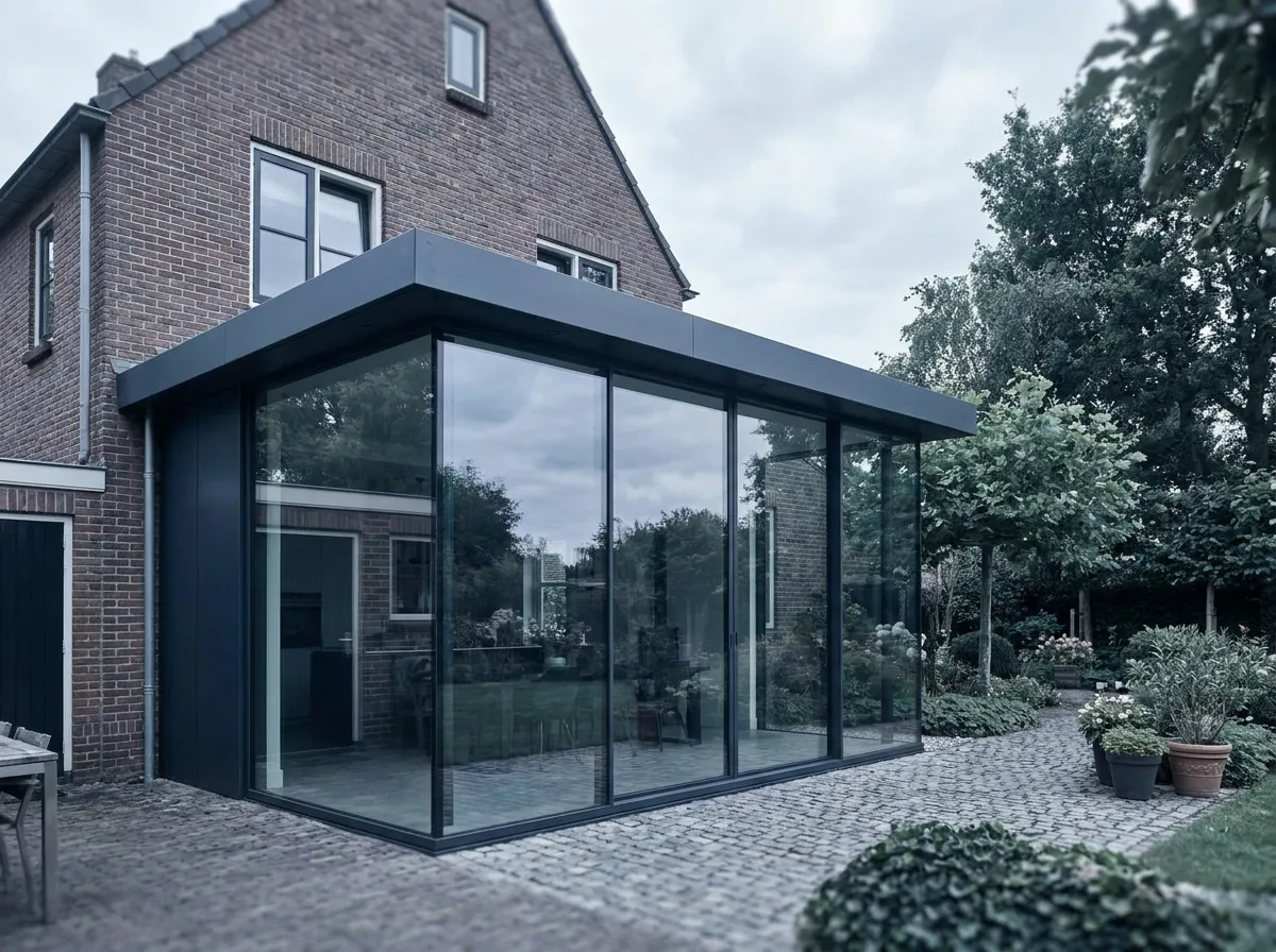 Prefab aanbouw aan een woonhuis