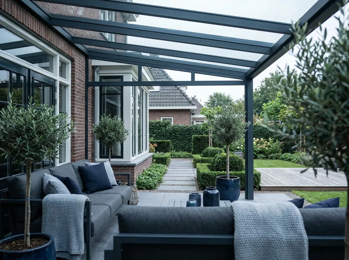 Veranda aan de achterzijde van een woning