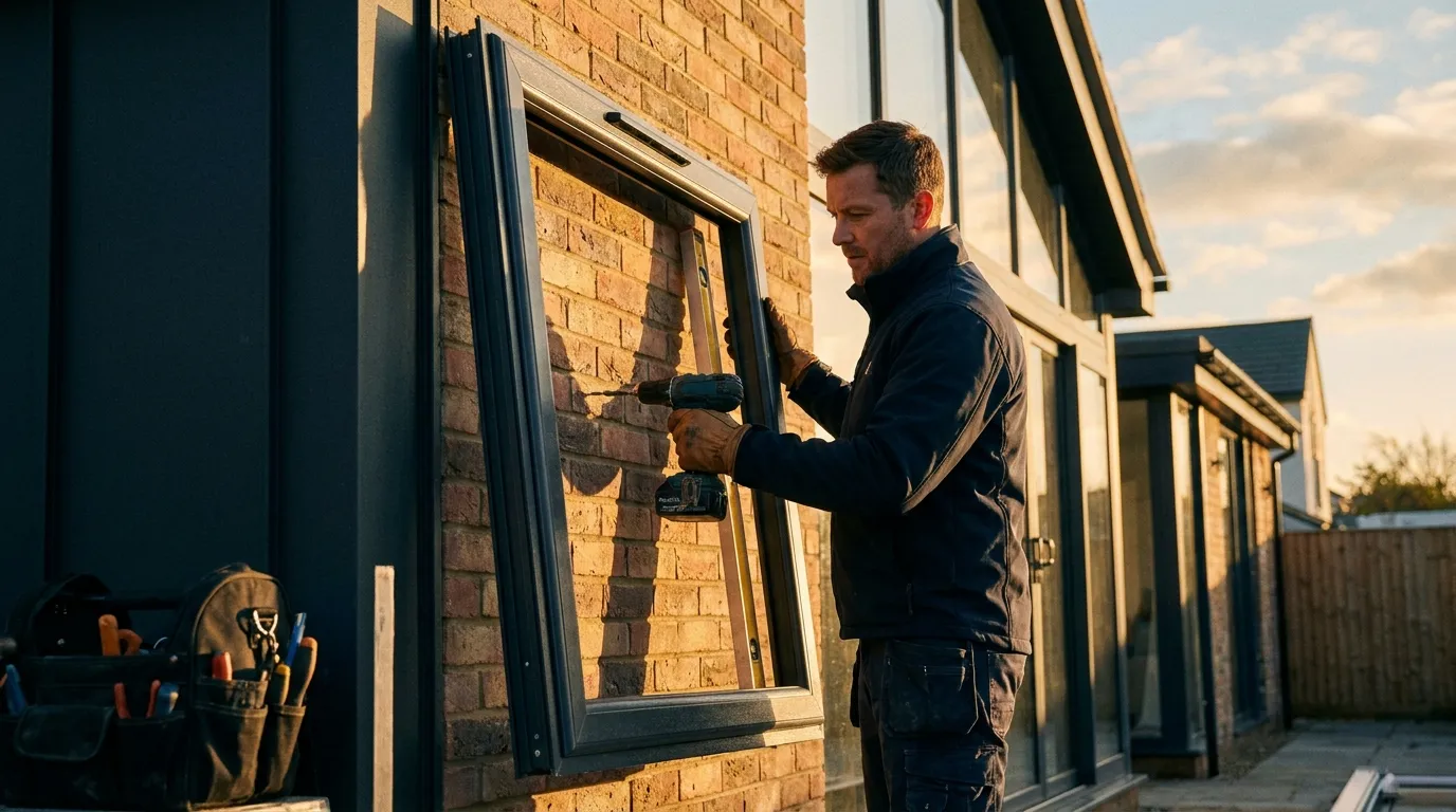 Window frames on a modern home, fitted by an installation team